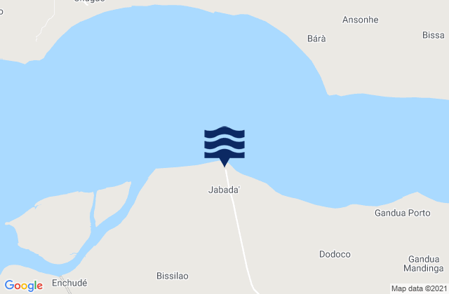 Mapa da tábua de marés em Jabada Geba River, Guinea-Bissau