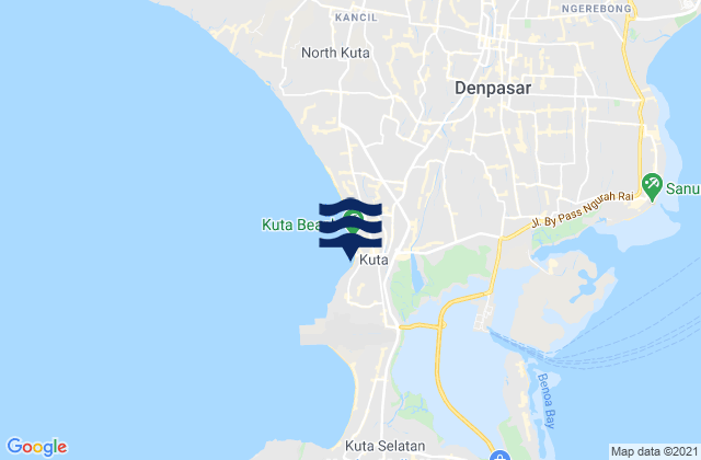 Mapa da tábua de marés em Jabajero, Indonesia