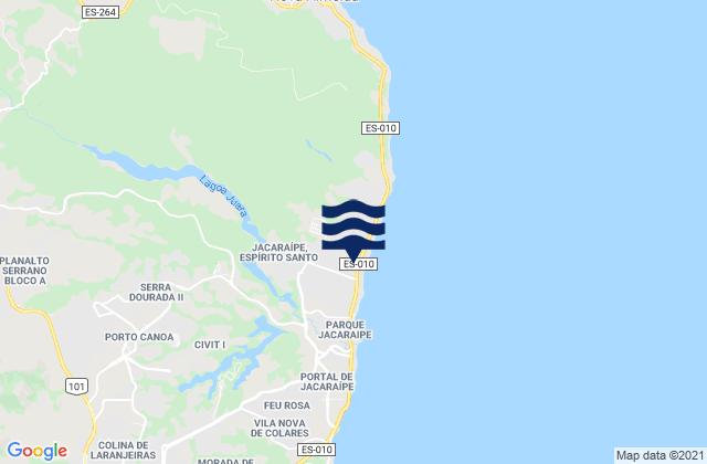 Mapa da tábua de marés em Jacaraipe, Brazil