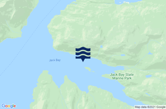 Mapa da tábua de marés em Jack Bay, United States