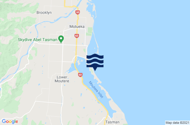 Mapa da tábua de marés em Jackett Island, New Zealand