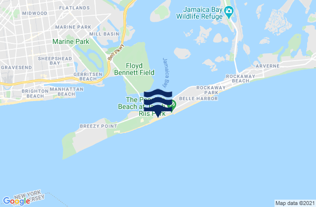 Mapa da tábua de marés em Jacob Riis Park Queens, United States
