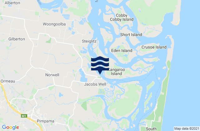 Mapa da tábua de marés em Jacobs Well, Australia