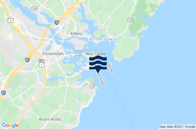 Mapa da tábua de marés em Jaffrey Point, United States