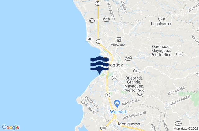 Mapa da tábua de marés em Jaguitas Barrio, Puerto Rico