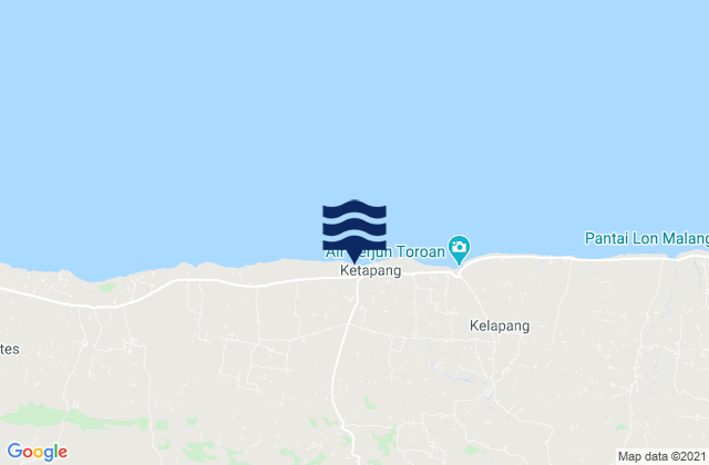 Mapa da tábua de marés em Jalgung, Indonesia