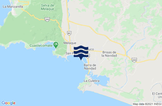 Mapa da tábua de marés em Jaluco, Mexico