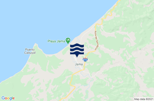 Mapa da tábua de marés em Jama, Ecuador