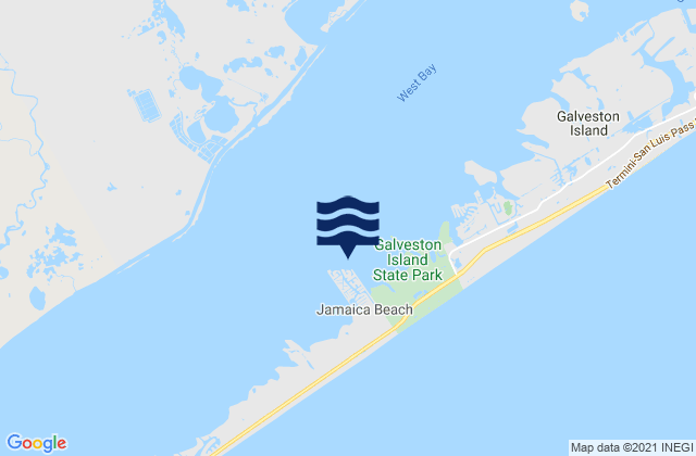 Mapa da tábua de marés em Jamaica Beach (West Bay), United States