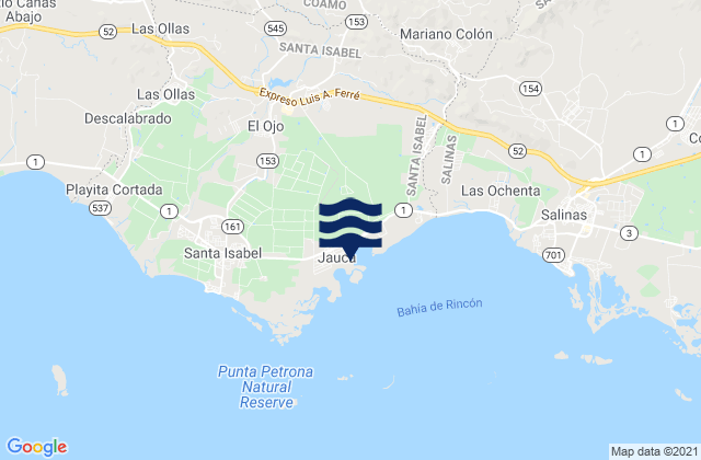 Mapa da tábua de marés em Jauca 1 Barrio, Puerto Rico