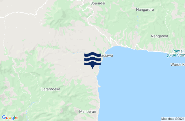 Mapa da tábua de marés em Jawagae, Indonesia
