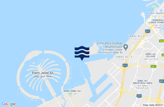Mapa da tábua de marés em Jebel Ali Harbour, United Arab Emirates