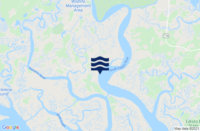 Mapa da tábua de marés em Jehossee Island S tip South Edisto River, United States