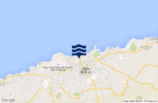 Mapa da tábua de marés em Jeju City, South Korea