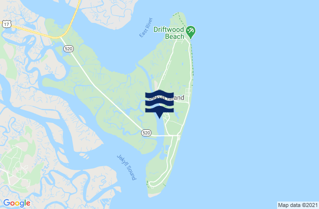 Mapa da tábua de marés em Jekyll Island Marina Jekyll Creek, United States