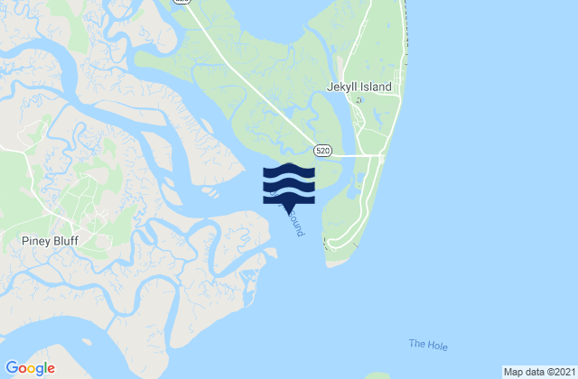 Mapa da tábua de marés em Jekyll Point, Jekyll Sound, United States