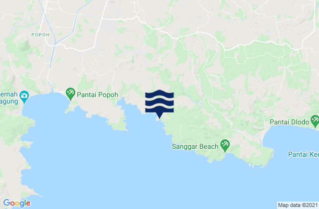 Mapa da tábua de marés em Jengglungharjo, Indonesia