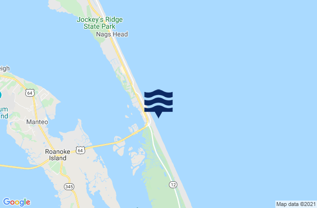 Mapa da tábua de marés em Jennettes Pier Nags Head (Ocean), United States