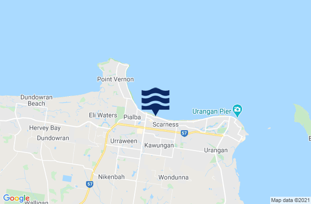 Mapa da tábua de marés em Jensen Bay, Australia