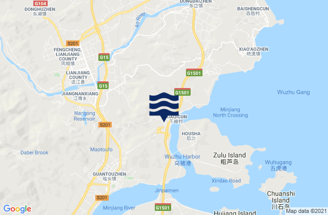 Mapa da tábua de marés em Jiangnan, China