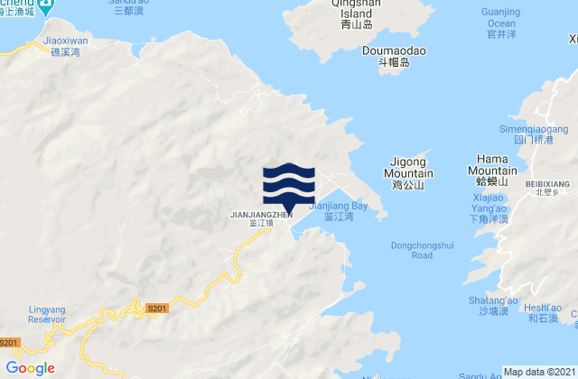 Mapa da tábua de marés em Jianjiang, China