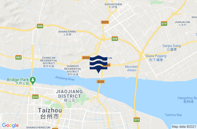 Mapa da tábua de marés em Jiaojiang, China