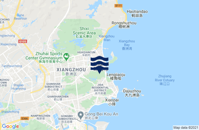 Mapa da tábua de marés em Jida, China