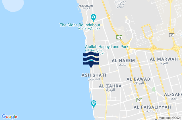 Mapa da tábua de marés em Jiddah, Saudi Arabia