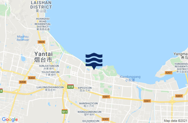 Mapa da tábua de marés em Jiejiazhuang, China