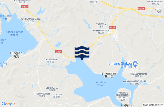 Mapa da tábua de marés em Jilong, China