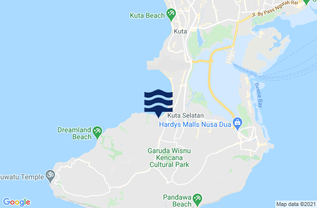 Mapa da tábua de marés em Jimbaran, Indonesia