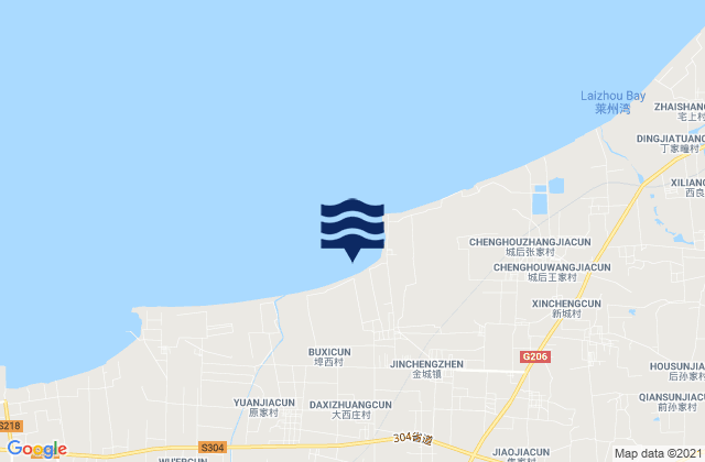 Mapa da tábua de marés em Jincheng, China