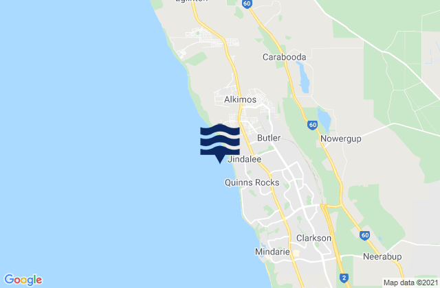 Mapa da tábua de marés em Jindalee, Australia