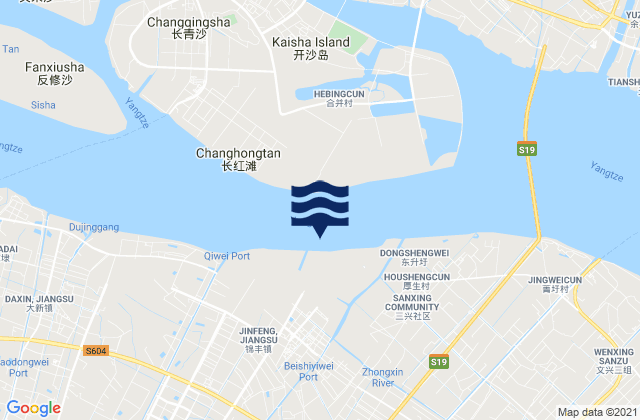 Mapa da tábua de marés em Jinfeng, China
