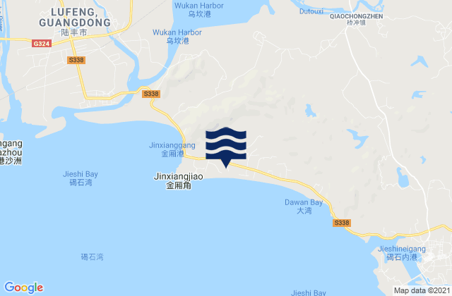 Mapa da tábua de marés em Jinxiang, China
