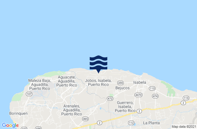Mapa da tábua de marés em Jobos Barrio, Puerto Rico