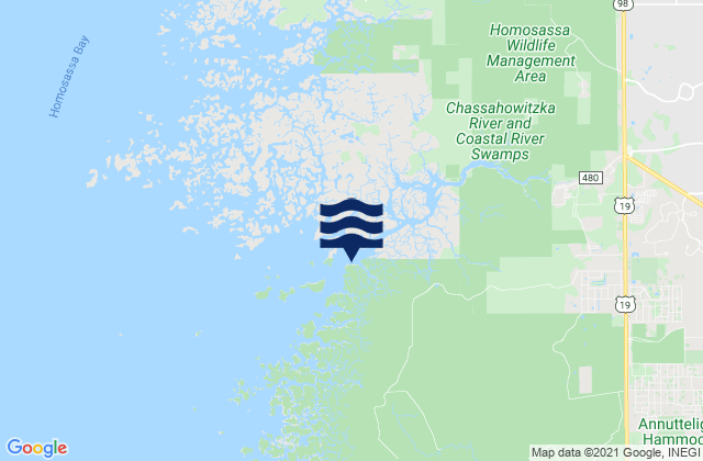 Mapa da tábua de marés em Johns Island (Chassahowitzka Bay), United States