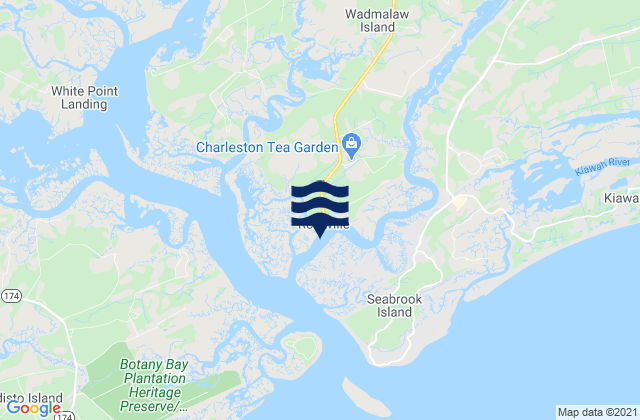 Mapa da tábua de marés em Johns Island (Church Creek), United States