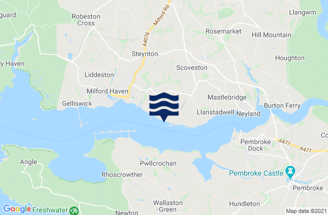 Mapa da tábua de marés em Johnston, United Kingdom