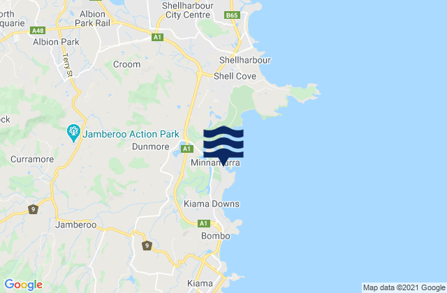 Mapa da tábua de marés em Jones Beach, Australia