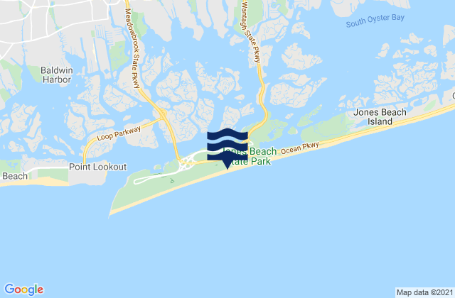 Mapa da tábua de marés em Jones Beach, United States