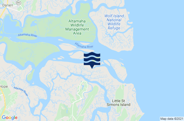 Mapa da tábua de marés em Jones Creek Entrance (Hampton River), United States