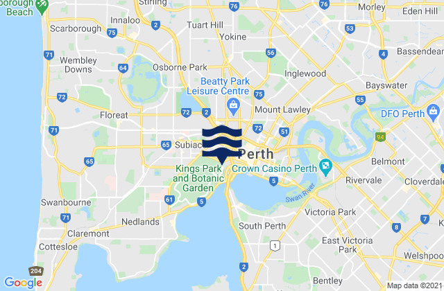 Mapa da tábua de marés em Joondanna, Australia