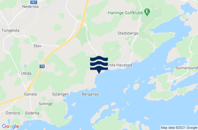 Mapa da tábua de marés em Jordbro, Sweden