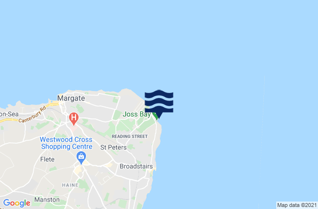 Mapa da tábua de marés em Joss Bay, United Kingdom