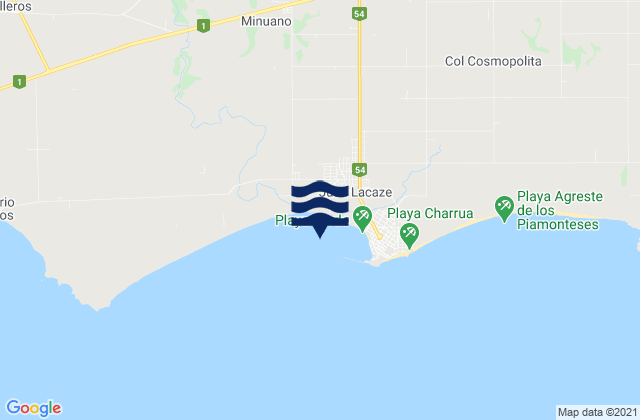 Mapa da tábua de marés em Juan L. Lacaze, Uruguay