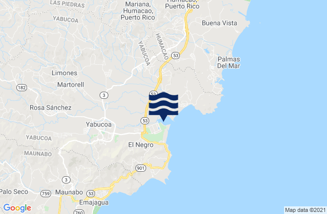 Mapa da tábua de marés em Juan Martín Barrio, Puerto Rico