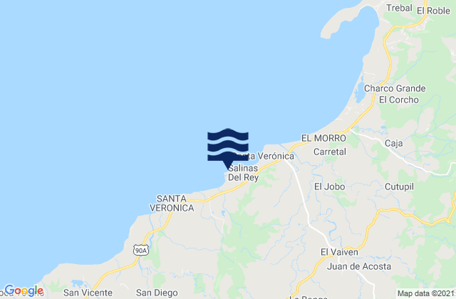 Mapa da tábua de marés em Juan de Acosta, Colombia