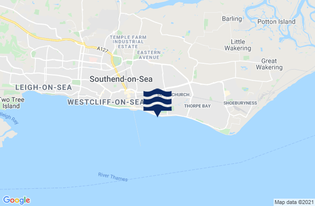 Mapa da tábua de marés em Jubilee Beach, United Kingdom
