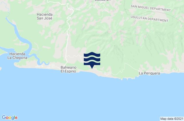 Mapa da tábua de marés em Jucuarán, El Salvador